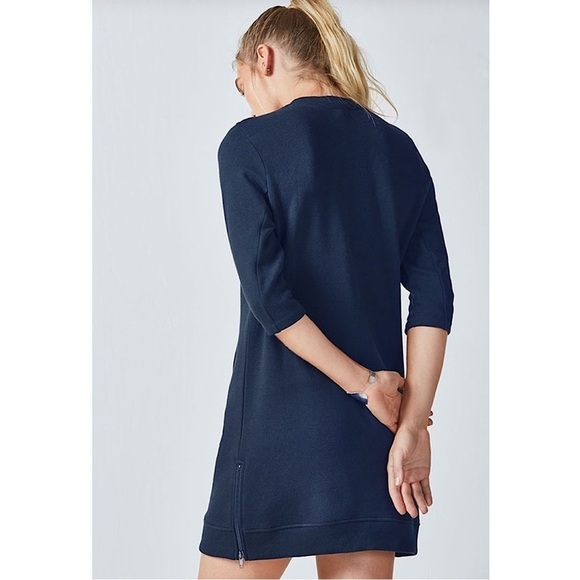 Fabletics Elena Navy Blue Side Zip Sweater Sweatshirt Tunic Dress Pockets XS - Picture 2 of 8